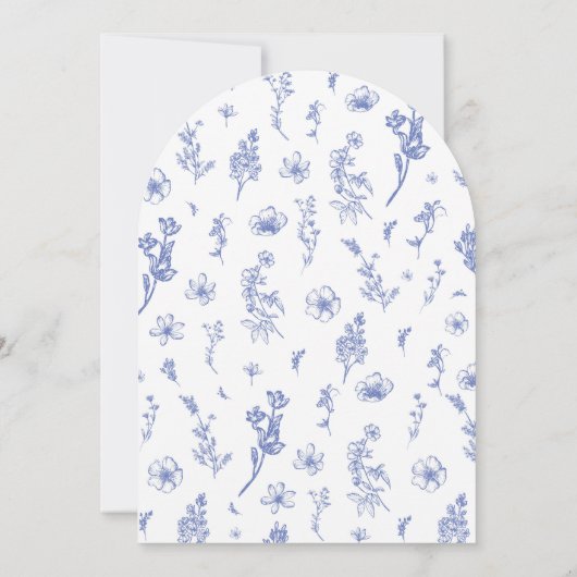 Modern Elegant Blauw  Bloemen Save the Date Kaart (Achterkant)