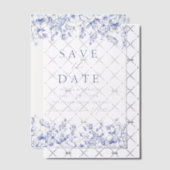Modern Elegant Blauw  Bloemen Save the Date Vellum Uitnodigingen (Offset (Uitnodiging))