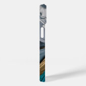 Modern Elegant Blauw Goud Marmeren iPhone case (Achterkant / Rechts)