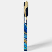 Modern Elegant Blauw Goud Marmeren Universum Case-Mate iPhone Case (Achterkant / Rechts)