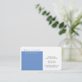 Modern elegant blauw wit minimalistisch ontwerp visitekaartje (Staand voorkant)
