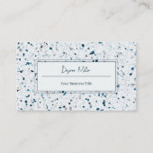 Modern Elegant Blauwgroen Blue White Terrazzo Patt Visitekaartje (Voorkant)