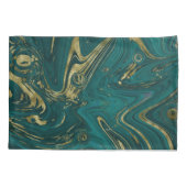 Modern Elegant Blauwgroen Green & Gold Marble Swir Kussensloop (Achterkant)