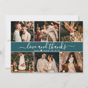 Modern Elegant Blauwgroen Green Typografie Photo C Bedankkaart