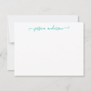 Modern elegant Blauwgroen licht blauw script Notitiekaartje