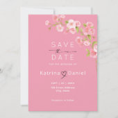 Modern Elegant Bloemen Roze Bruiloft Save The Date (Voorkant)