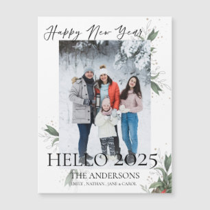 Modern Elegant Bloemen Script Gelukkig Nieuwjaar 2