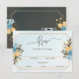 Modern Elegant Bloemen Waterverf Groen Bruiloft RSVP Kaartje