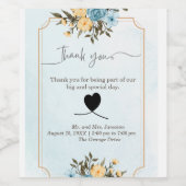 Modern Elegant Bloemen Waterverf Groen Bruiloft Wijn Etiket (Enkel label)