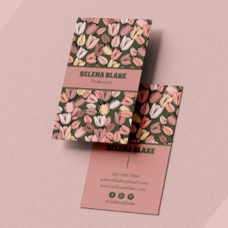 Modern elegant bloemenpatroon | Verticaal ontwerp  Visitekaartje