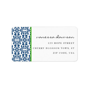 Modern Elegant Blue Arabesque Damask - Gepersonali Etiket