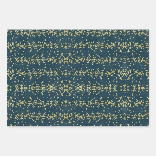 Modern Elegant Blue Gold Kerstfeestdag Inpakpapier Vel (Voorkant 2)