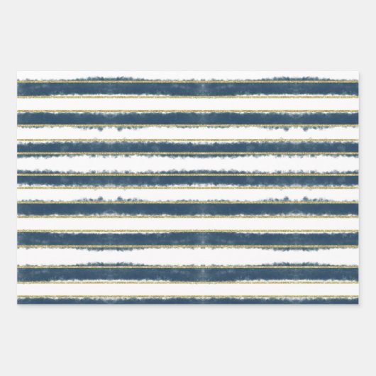 Modern Elegant Blue Gold Kerstfeestdag Inpakpapier Vel (Voorkant)