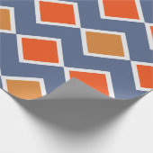Modern Elegant Blue Oranje Brown Pattern Cadeaupapier (Hoek)