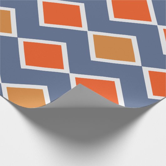 Modern Elegant Blue Oranje Brown Pattern Cadeaupapier (Hoek)