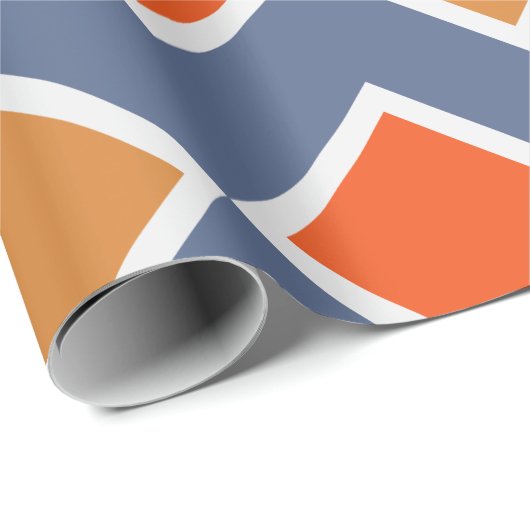 Modern Elegant Blue Oranje Brown Pattern Cadeaupapier (Rol Hoek)
