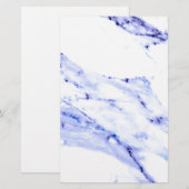 Modern Elegant Blue, White Marble granite patroon Briefpapier (Voorkant / Achterkant)