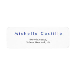 Modern Elegant Blue White Minimalist Plain Etiket