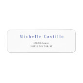 Modern Elegant Blue White Minimalist Plain Etiket (Voorkant)