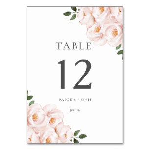 Modern Elegant Blush Floral Table Wedding Kaart