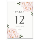 Modern Elegant Blush Floral Table Wedding Kaart (Achterkant)