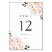 Modern Elegant Blush Floral Table Wedding Kaart (Voorkant)