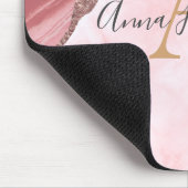 Modern Elegant Blush Pink Agate Geode Monogram Mou Muismat (Hoek)