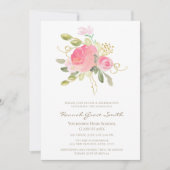 Modern Elegant Blush Pink Gold Floral Afstuderen Kaart (Voorkant)