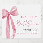 Modern Elegant Blush Roze Bow Ribbon Vrijgezellenf Sparkling Wijnetiket (Enkel label)