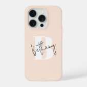 Modern Elegant Blush Roze Monogram iPhone Hoesje (Achterkant)