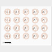 Modern Elegant Blush Roze Monogram Ronde Sticker (Vel)