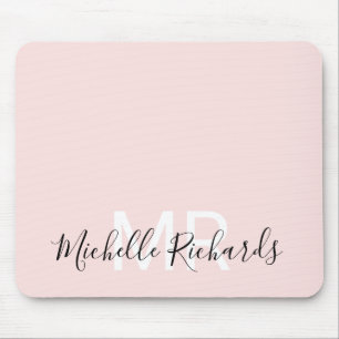 Modern elegant blush roze monogram script muismat