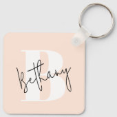 Modern Elegant Blush Roze Monogram Sleutelhanger (Achterkant)