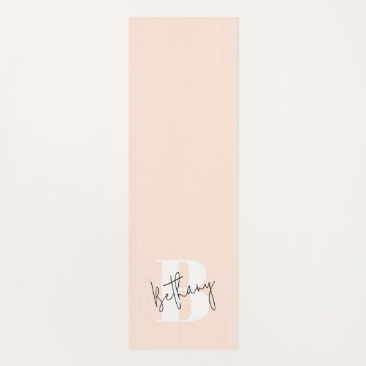 Modern Elegant Blush Roze Monogram Yogamat (Voorkant)