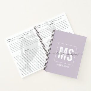 Modern elegant blush roze script name monogram notitieboek