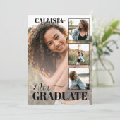 Modern Elegant Blush Roze Vier Foto Afstuderen Kaart (Staand voorkant)