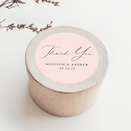 Modern Elegant Blush Wedding Bedankt Ronde Sticker