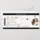 Modern Elegant Boarding pass ticket Bruiloft Save The Date (Voorkant)