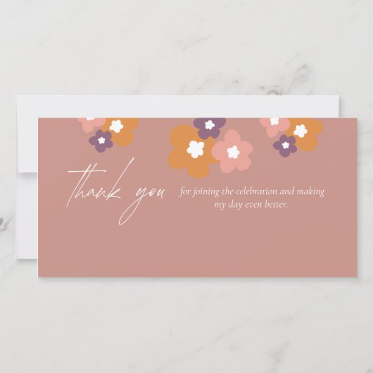 Modern Elegant Boho Roos Script Floral Bedankkaart (Achterkant)