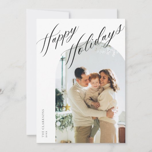 Modern Elegant Boho Script Vakantie Kaart (Voorkant)