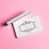 Modern Elegant Boho Zwart Lijst Monogram Visitekaartje
