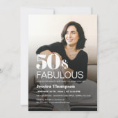 Modern Elegant Bold 50th Birthday Photo Invitation (Devant)