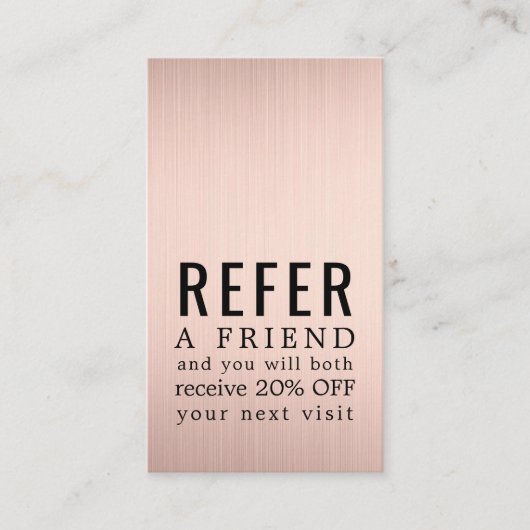 Modern Elegant Bold Faux Rose Gold Beauty Salon Aanbevelingskaartje (Voorkant)