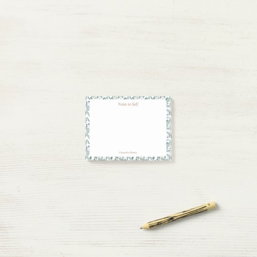 Modern Elegant Botanical Personalized Sticky Post-it® Notes (Op bureau)