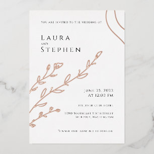 Modern Elegant Botanical Wedding Folie Uitnodiging