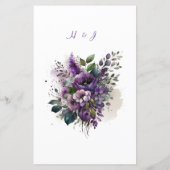 Modern Elegant Botanisch Bloemen Bruiloft Menu (Achterkant)