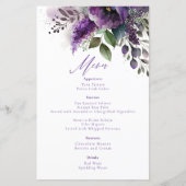 Modern Elegant Botanisch Bloemen Bruiloft Menu (Voorkant)