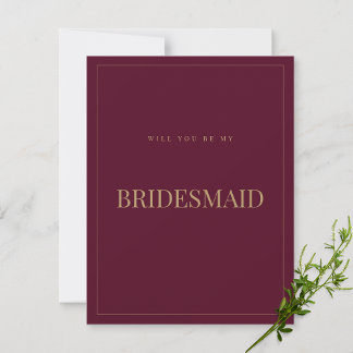 Modern & Elegant Bourgondië bruidsmeisje voorstel  Save The Date