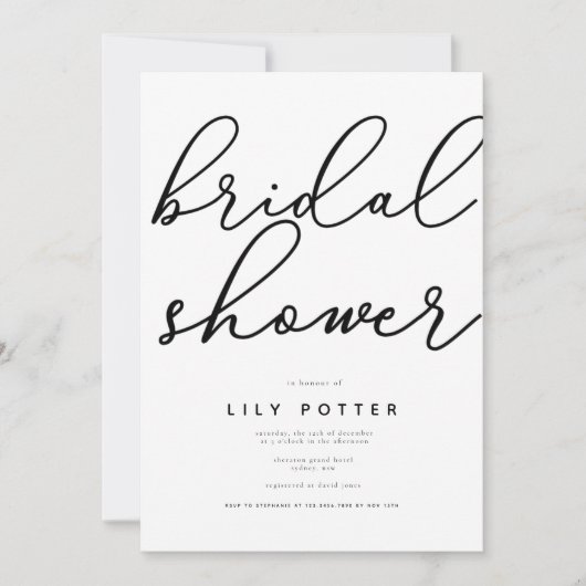 Modern Elegant Bridal Shower Invitation Kaart (Voorkant)