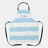 Modern Elegant Bride Blue Stripe Vrijgezellenfeest Schort (Voorkant)